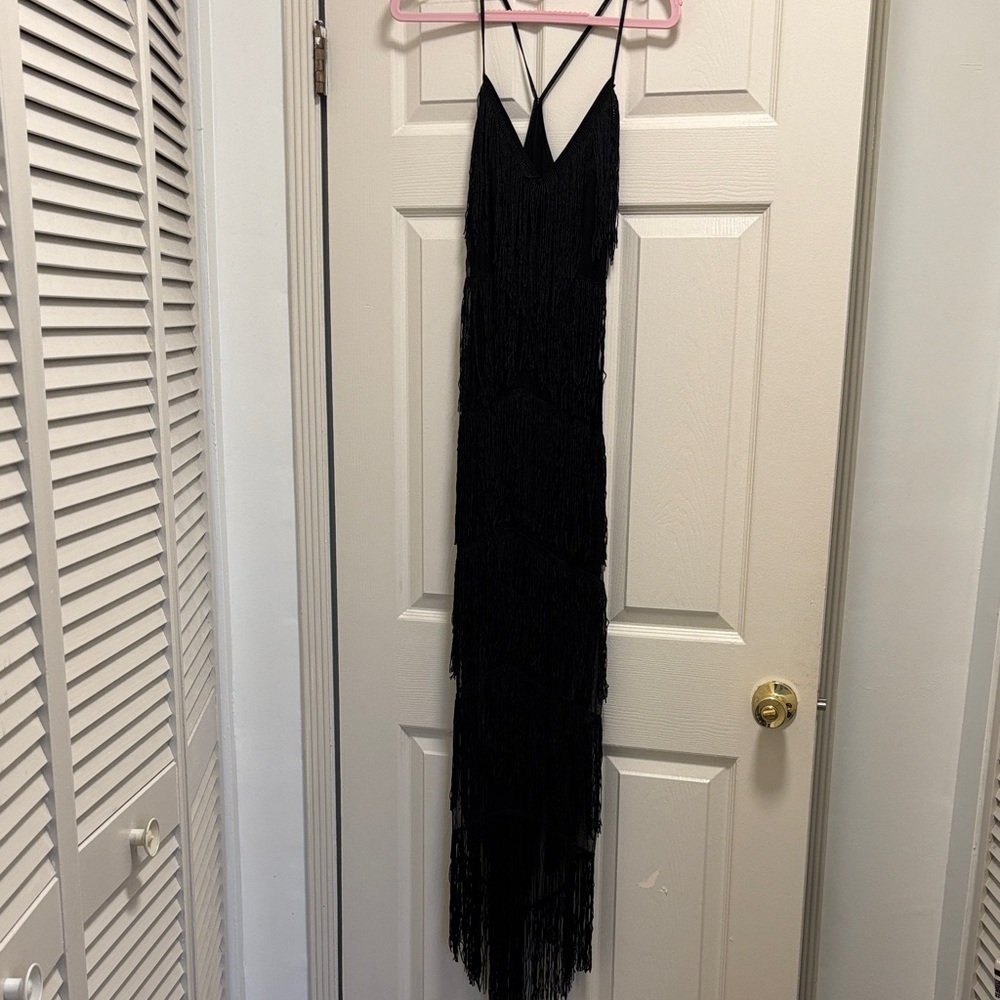 ASOS Black Fringe Maxi Dress